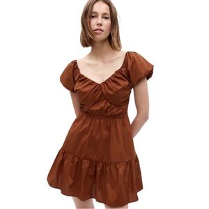 GAP NWT Corset Tiered Mini Cooper Brown Dress Milkmaid Coquette Cottage Garden
